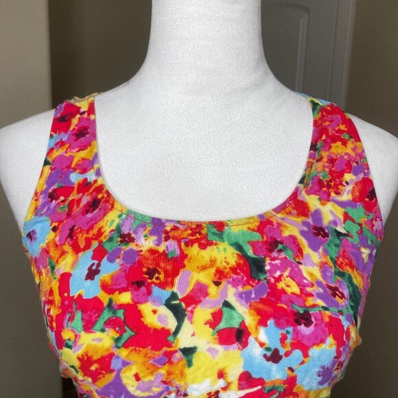 CAbi All Over Floral Watercolor Luisa Racerback Round Neck Tank Top Size Small - Picture 3 of 8